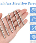 Stainless Steel Eye Screws displayed in a hand, showing their durable and high hardness design for various applications.