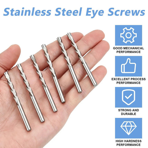 Stainless Steel Eye Screws displayed in a hand, showing their durable and high hardness design for various applications.