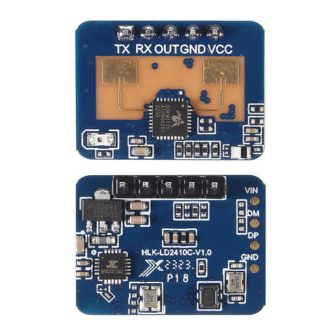 Front view of LD2410C Human Presence Radar Module 24GHz millimeter wave sensor with UART and GPIO output for smart home setups