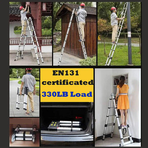 Space Saving A Frame Telescoping Ladder From 2.7ft To 12.5ft, 6 6 Steps, Adjustable Height, Heavy Duty 330lb Capacity, Anti Slip Feet, Foldable For Easy Transport, Great For RV Home And Light Duty Work, used indoors and outdoors