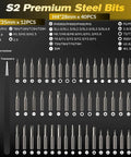 S2 Premium Steel Bits from the Cordless 57 In 1 Magnetic Precision Screwdriver Set With Adjustable Torque And LED Light Rechargeable Repair Tool Kit