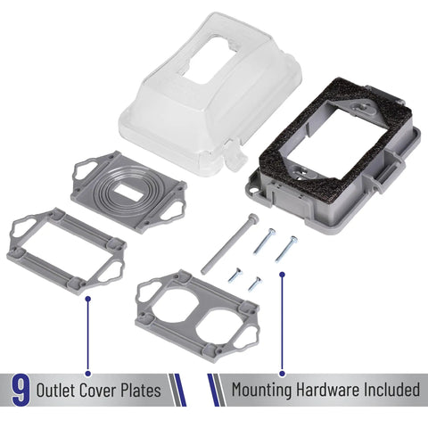 Insane Weatherproof Electrical Outlet Covers 3 Pack 1 Gang Outdoor Plugs Sun Stabilized Polycarbonate for backyard with hardware.