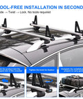 Heavy Duty T Slot Load Stops Lock Your Rig Down Tight On Truck Bed Bars showing tool-free installation on a car roof with cargo.