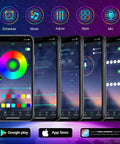 Mobile app interface for controlling 60Ft Outdoor Waterproof LED Strip Lights With Music Sync RGB IP65, Color Changing Rope Lights.