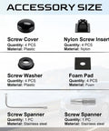 Accessory size chart for Lock Down Those Plates With Heavy Duty Anti Theft License Plate Screws crafted from rugged 304 stainless steel.