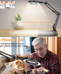 8X Real Glass Magnifying Glass With Light And Stand 2 In 1 Desk Lamp enhancing close work with eye-friendly LED lighting