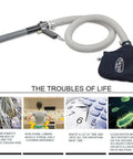 Top Shelf Pneumatic Vacuum And Blower Gun Badass Dual Function Air Tool For No Sweat Garage Cleanup, includes hose and dust pouch.