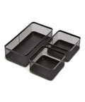 Mesh Desk Drawer Organizer Tray With 3 Stackable Compartments In Matte Black