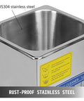 Heavy Duty Stainless Steel Ultrasonic Cleaner With Heat And Digital Timer For Glasses Jewelry Tools And Parts showing SUS304 stainless steel tank.