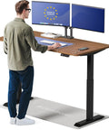 Desktronic HomeOne 60x30 Electric Standing Desk Sit Stand Home Office, walnut top, dual motors, adjustable height, made in Europe.