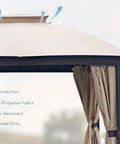 Built Tough 10x10 Patio Gazebo With Heavy Duty Steel Frame Soft Top Roof Double Roof Venting Anti UV Shelter Privacy Curtains And Netting
