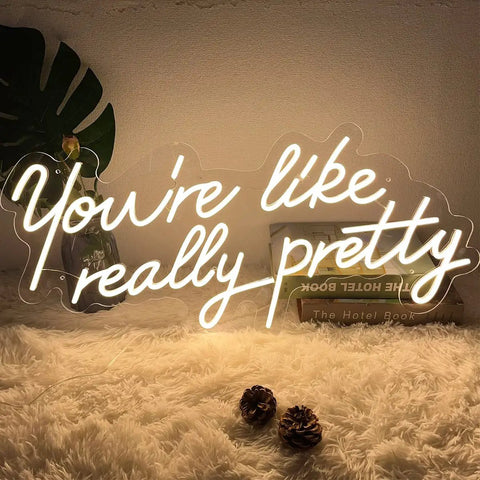 Totally Cool Dimmable LED Neon Sign Wall Art You Are Like Really Pretty Transparent Acrylic Backdrop for Bedroom Decor