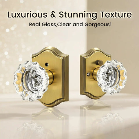 Vintage Crystal Glass Door Knobs Interior Privacy For Bedroom And Bathroom Antique Brass Locksets With Push Pin Inside