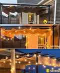 Before and after night view with Outdoor String Lights 100Ft LED Globe Bulbs For Patio Gazebo Waterproof Shatterproof UL Listed G40