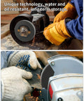 Heavy Duty Six Inch Buffer Wheel Featuring A Tough 180 Grit Polish Pad being used on a metal surface for rust removal.