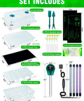 Self Watering Seed Starter Tray With Grow Light And Heat Mat 80 Cell Kit components layout and dimensions