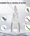 All Purpose Quick Lever Wire Connectors Kit 24 To 12 AWG with wire stripper and sample wires in a display.