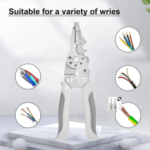 All Purpose Quick Lever Wire Connectors Kit 24 To 12 AWG with wire stripper and sample wires in a display.
