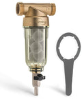 Reusable Whole House Spin Down Sediment Water Filter 1000 Micron With Siliphos Anti-Scale Protection, 1-Inch MNPT, FNPT, with wrench