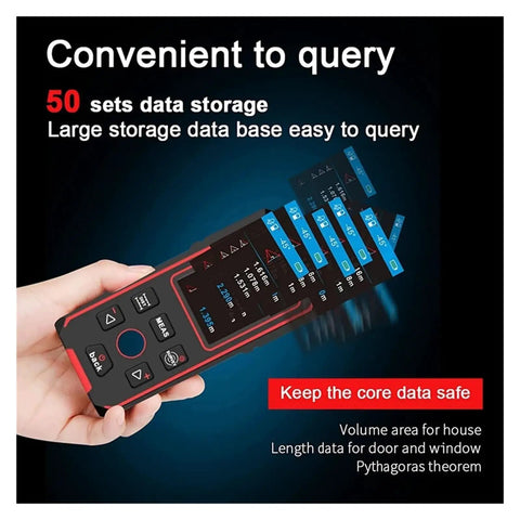 Pro 3In1 Stud Finder Wall Scanner With Digital Level To Detect Metal AC Wires And Wood Studs Using LCD Screen in hand showing large data display.