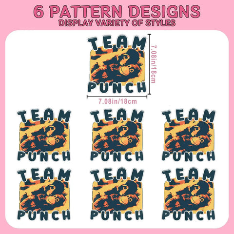 DTF Transfers For T Shirts Ready To Press Heat Transfer Stickers 7x7 Inch Washable Iron On Vinyl Decals showcasing 'Team Punch' design