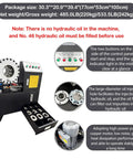 Rugged Electric Hydraulic Hose Crimping Machine With Ten Interchangeable Dies And Badass 3600 KN Crushing Force For No Sweat Rubber Tube Fixes On Any Workbench Today, showcasing control panel and hydraulic parts.