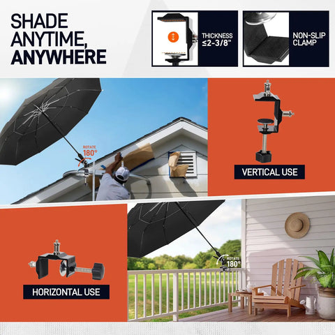60 Inch Folding Magnetic Work Umbrella With Magnetic Base And Clamp 600Lb Suction in outdoor use, showing adjustable setup.