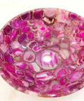 Slick Pink Agate Stone Vessel Sink Hella Durable Handmade Gemstone Bathroom Vanity Bowl, rounded top view.
