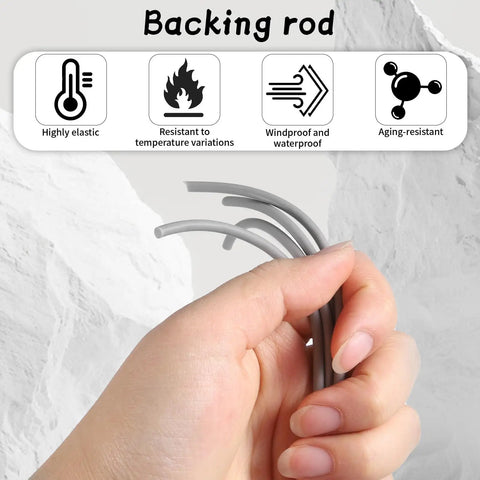 2Mm Foam Backer Rod And Caulk Saver For Tight Squeezes And Flexible Rubber Expansion Joint Filler With 16.4 Feet Length held in hand, demonstrating elastic properties.