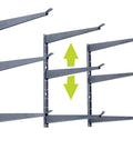 Heavy Duty Wall Mounted Lumber Storage Rack 720 Lbs Capacity 3 Tier Wide Wood Shelving With Adjustable Arms Steel Construction