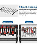 Power Tool Organizer Cart With 8 Outlet 3 USB Charging Station On Wheels, showing drill and tool hanging options