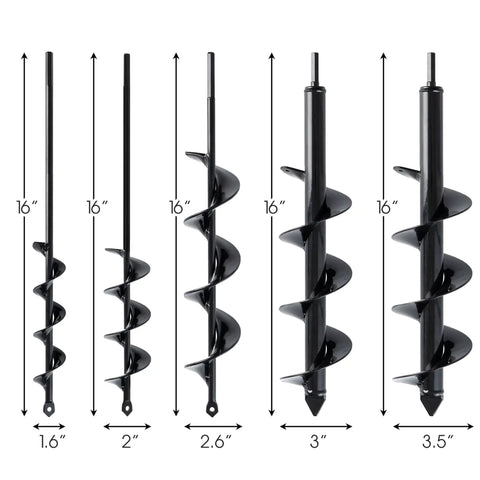 Set Of 5 Garden Auger Drill Bits For Planting With 3/8 Inch Hex Drive, Deep Hole Digger For Tulips Iris Bulbs, 1.6X16 to 3.5X16 inch sizes