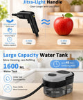 Quick 15 Second Heat Up Handheld Steam Cleaner With High Pressure For Deep Cleaning Grease And Grout Stains Without Harsh Chemicals Compact Portable Design, featuring ultra-light handle and 1600ml water tank.