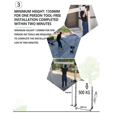 Badass Portable Gantry Crane With Two Thousand Kg Capacity And Quick Adjust High Strength Aluminum Tower Design setup process in two minutes.