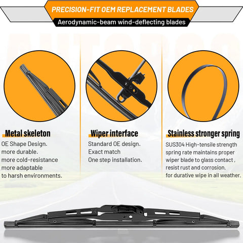 Jeep Wrangler TJ 13 Inch Wiper Blades Replacement Front Windshield All Weather Direct Fit Easy Install Pack Of 2 Details