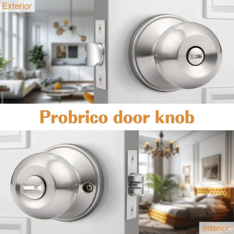 Brushed Nickel Bedroom And Bathroom Door Knobs Set 10 Pack, Interior Privacy Door Handles, Stainless Steel, Anti-Fingerprint Finish