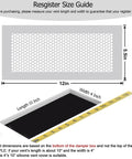 Size guide for Baby Safe Silicone Floor Vent Covers For 4x10 Vents with mesh detail and dimensions.