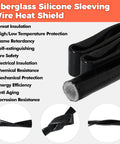 High Temp Fire Shield Sleeve For Automotive Hoses And Wiring Harnesses Silicone Coated Fiberglass Heat Protection Black