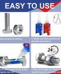 WAN2TLK thread lock bottles blue and red, 50 ml each, with bolts and nuts (2-pack) for locking threads.