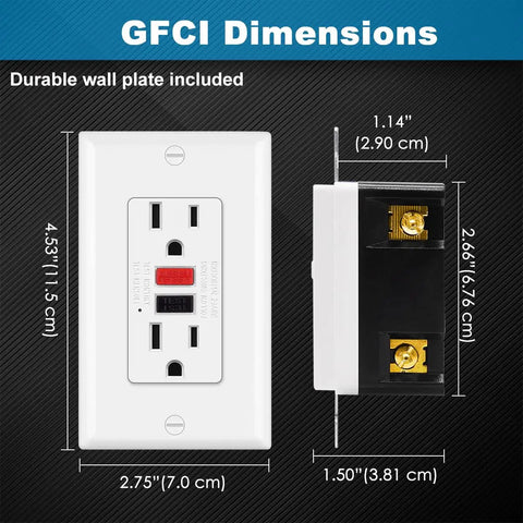 10 Pack GFCI Receptacle Outlets 15 Amp Ground Fault Circuit Interrupter With LED Indicator Wall Plate Included ETL Listed Non Tamper Resistant Back Or Side Wire Compatible Plug And Play No Fuss Install Safe For Home And Office
