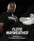 Mayweather Champ Boxing Shoes For Men And Women Unisex White Gold Mid Height Traction And Stability For Training And Sparring