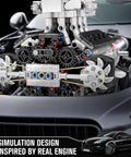 Close-up of V8 Engine Build Kit That Runs Create Your Own Car With Realistic Combustion Engine Blocks Mechanical Engineering STEM Set
