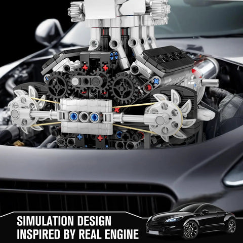 Close-up of V8 Engine Build Kit That Runs Create Your Own Car With Realistic Combustion Engine Blocks Mechanical Engineering STEM Set