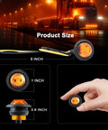 20 Pack Three Quarter Inch LED Marker Lights 3rd Gen Round Mini Amber Red Clearance Lights For Truck Trailer RV Bus IP68 Waterproof