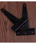 Heavy Duty Black T Shaped Door Hinges 8 Inch 4 Pack For Wooden Fence Warehouse Doors And Sheds Sturdy Iron Hinges With Rust Resistance