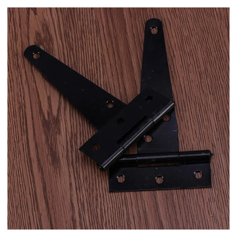 Heavy Duty Black T Shaped Door Hinges 8 Inch 4 Pack For Wooden Fence Warehouse Doors And Sheds Sturdy Iron Hinges With Rust Resistance