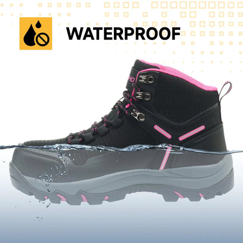 Waterproof Steel Toe Boots For Women Wide Width Non Slip Work Shoes Lightweight Yet Durable Safety Boots With Slip Resistant Soles