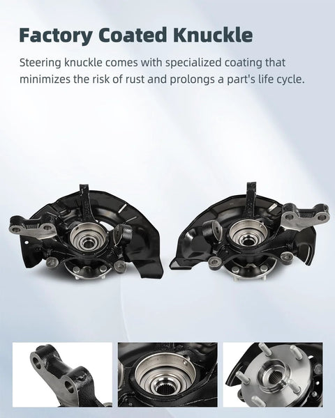 Two Piece Front Left And Right Wheel Hub Bearing Knuckle Assembly For Toyota Highlander 2004 2005 2006 2007 2.4L 3.3L Direct Fit OEM Reference 698442 698443 Premium Quality, factory coated for rust prevention.