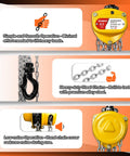 Half Ton Chain Hoist, Ultra Lightweight And Compact, 10 Foot Lift, 11 Inch Low Headroom, durable steel chain and hook design