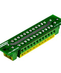 16 Amp 2x12 Position Screw Terminal Block Distribution Module For AC And DC Power Systems 48V Max Supports Extension Modules 7.5mm Pitch 26AWG To 12AWG Wire High Capacity Electrical Distribution Block green screw terminal board with 12-position connectors